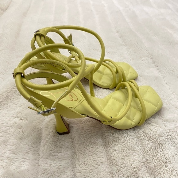 Sam Edelman Lime Green Leather Strappy Heels Size 7.5 - Picture 10 of 16